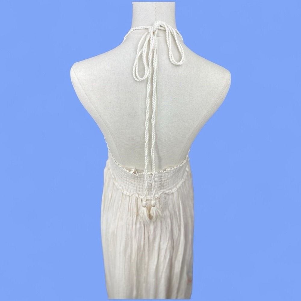 Ananta‎ NWT Elegant Bohemian Size L/XL pastel& White Halter Maxi Dress - Picture 7 of 16